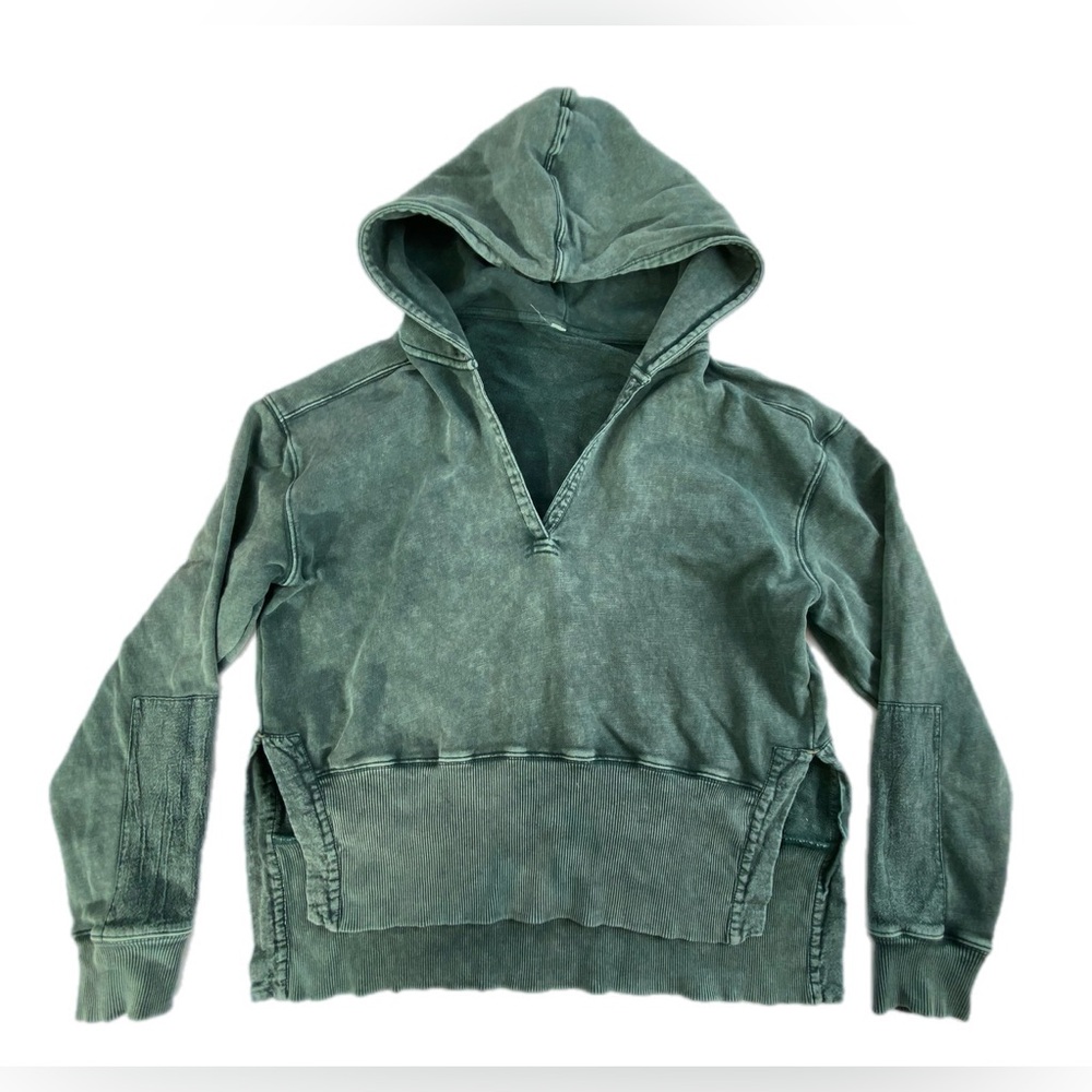 We The Free  Free People Washed Teal Hoodie Large EUC - Picture 5 of 10